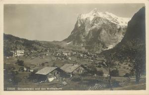 Vintage RPPC Postcard; Grindelwald & das Wetterhorn, Bernese Alps Switzerland