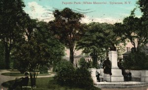 Vintage Postcard 1909 Fayette Park White Memorial Building Syracuse New York NY