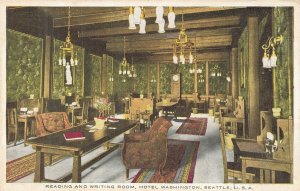Seattle WA~Hotel Washington-Elegant Period Reading Room Postcard