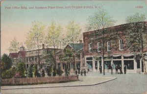 Postcard Post Office Bldg + Southern Pines Hotel Southern Pines NC