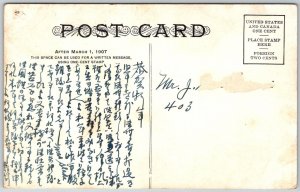 Palo Alto California 1907 Postcard Stanford University note in Chinese on back