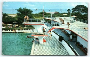 1950s SINGAPORE BRITANNIA CLUB NUFFIELD SWIMMING POOL AIR MAIL POSTCARD P3100