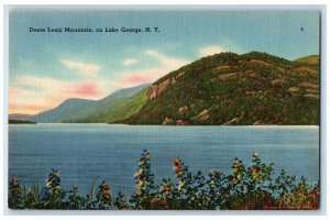 c1940's Deers Leap Mountain On Lake George New York NY Unposted Vintage Postcard