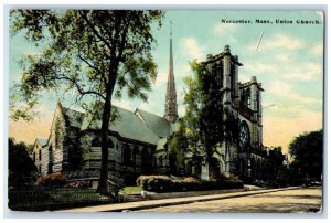 c1910's Union Church Street View Worcester Massachusetts MA Antique Postcard
