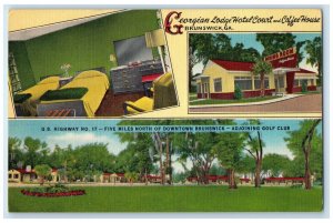 c1940's Georgian Lodge Hotel Court And Coffee House Brunswick Georgia Postcard