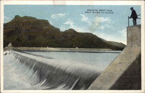 Granite Reef Dam Salt River in Flood Near Phoenix AZ Arizona Postcard c1915