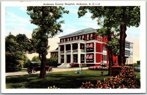 Anderson Country Hospital South Carolina Flowers Grounds & Building Postcard