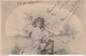 Woman & Sheep Dog , 1904 ; M.M.Vienne / WICHERA