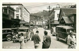 AK, Ketchikan, Alaska, Mission Street, Welcome Sign, Schallerers No S-164, RPPC