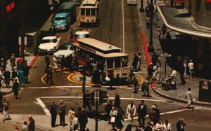 Vintage Postcard Powell & Market Famous Cable Cars San Francisco California CA