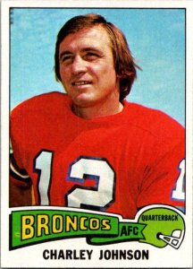1975 Topps Football Card Denver Broncos Charley Johnson Quarterback sk4825