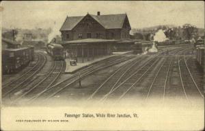 White River Junction VT RR Train Station Depot c1910 b&w Postcard