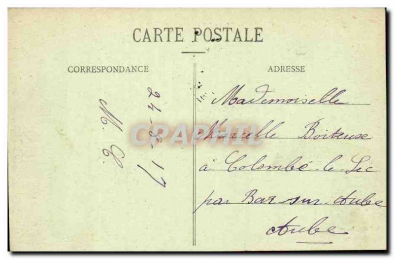 Troyes Old Postcard Train and child monument of & # 39Aube