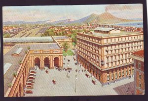 P1397 old unused postcard train terminal hotel terminus, volcano napoli italy