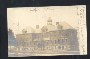 RPPC HARTFORD MICHIGAN HIGH SCHOOL BUILDING VINTAGE REAL PHOTO POSTCARD