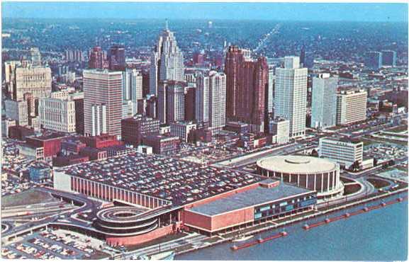 Air View Civic Center & Skyline Detroit Michigan MI 1966