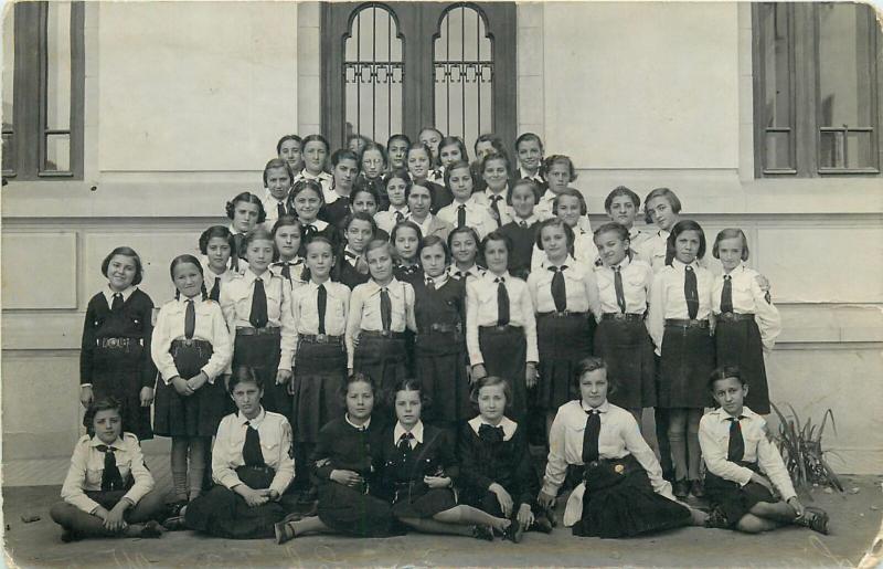 Romania school social history early photo postcard schoolgirls teacher