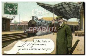 VINTAGE POSTCARD Fantaisie Man Avignon Train