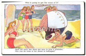 Old Postcard Fantasy Illustrator Beach