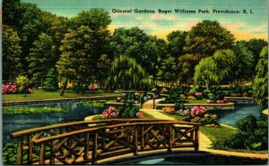 Oriental Gardens Roger Williams Park Providence RI Linen Postcard A4