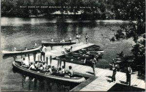 Vtg Newton New Jersey NJ Boat Dock at Camp Minisink RFD #2 1940s View Postcard