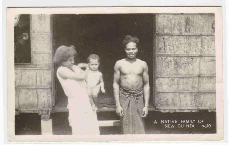 Native Family New Guinea real photo rppc postcard