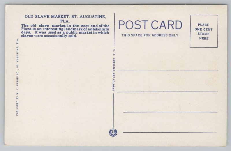 St Augustine Florida~Old Slave Market Front View Of Pavilion~Vintage Postcard 