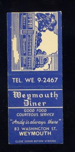 Weymouth, Massachusetts/Mass/MA Match Cover, Weymouth Diner