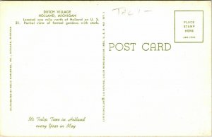 Dutch Village Holland Michigan MI Stork WB Postcard VTG UNP Unused 