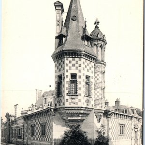 c1900s Tours, France Rue des Ursulines Checkerboard Tower Spire Clock A360