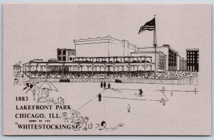 Sketches~Chicago IL~1883 Lakefront Park Home Of Whitestockings~Vintage Postcard