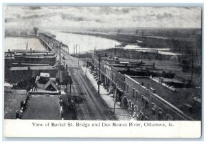 c1905 View Market St. Bridge Des Moines River Exterior Ottumwa Iowa IA Postcard