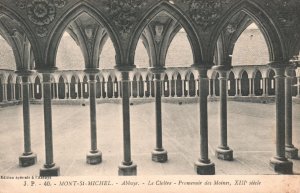 Vintage Postcard Mont St. Michel Abbaye Le Cloitre Promenoir Des Moines France