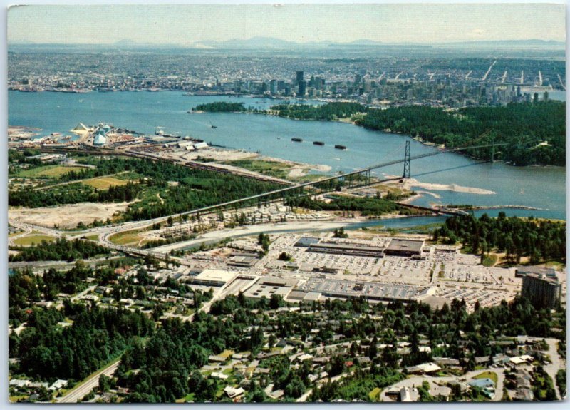 Postcard - Lions Gate Bridge, Stanley Park and Harbor - West Vancouver, Canada