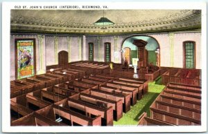 Postcard - Interior of Old St. John's Church - Richmond, Virginia