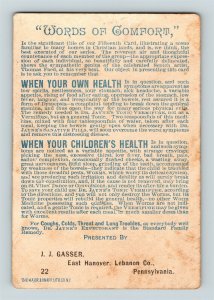 1880's J J Gasser East Hanover Lebanon County Pennsylvania Dr Jayne's Trade Card