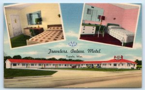 TUPELO, MS Mississippi ~ TRAVELERS DELUXE MOTEL c1940s Roadside Linen Postcard