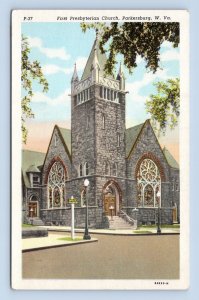 First Presbyterian Church Parkersburg West Virginia WV UNP Linen Postcard O2