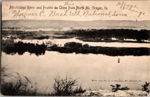 Mississippi River, Prairie du Chien from North McGregor IA c1906 Postcard H41