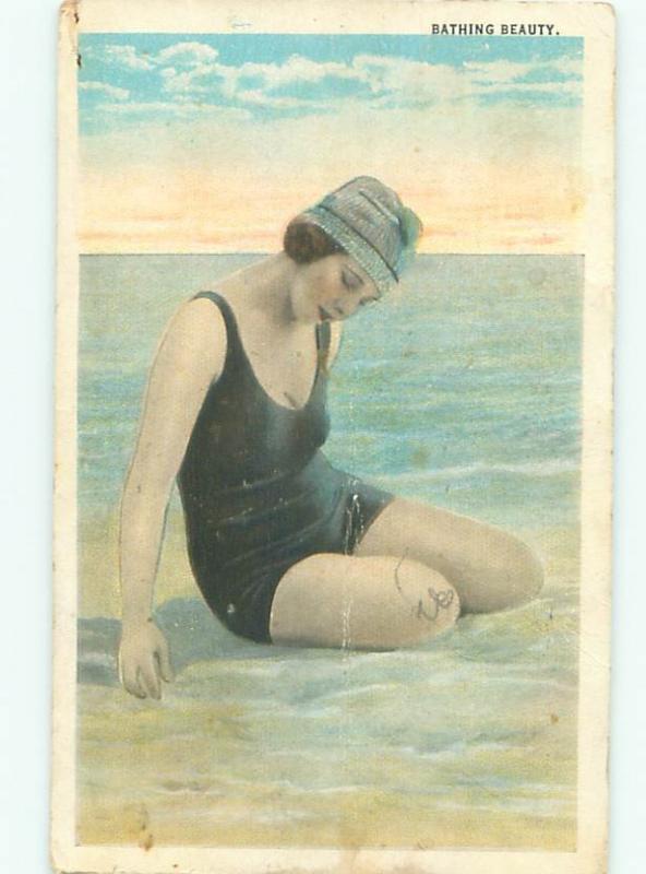 1920's Risque SEXY FLAPPER GIRL AT THE BEACH AB6144