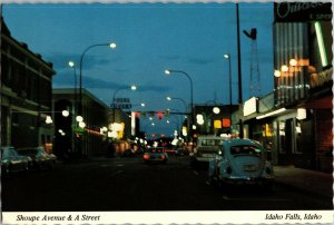 Shoupe Avenue & A Street, Idaho Falls ID Vintage Postcard C48