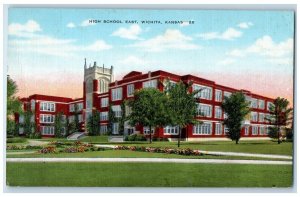 c1940 Exterior High School Building East Wichita Kansas Vintage Antique Postcard