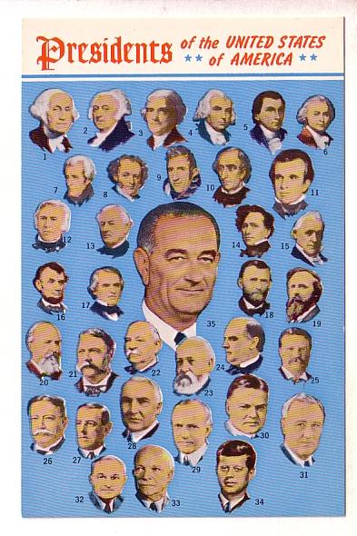 Collage of 35 Presidents, up to President Johnson