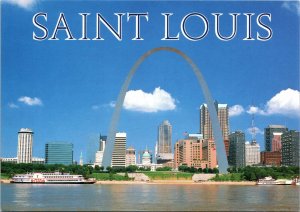 VINTAGE CONTINENTAL SIZE POSTCARD ST. LOUIS MISSOURI ARCH AND DOWNTOWN PANORAMA