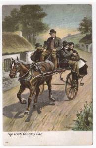 Irish Country Car Cart Ireland 1910c postcard