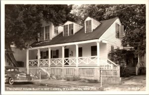 RPPC Oldest House, Built of Cedar Key West FL Vintage Postcard P42