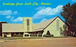 SCOTT CITY KANSAS~FIRST METHODIST CHURCH~5th @ COLLEGE GREETINGS FROM POSTCARD