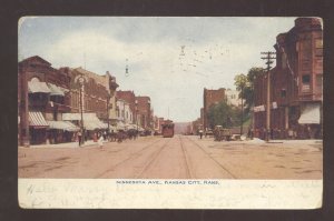 KANSAS CITY KANSAS DOWNTOWN MINNESOTA AVE. STREET SCENE VINTAGE POSTCARD