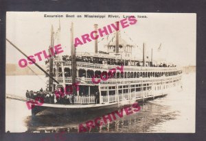 Lyons IOWA RPPC 1909 STEAMBOAT J.S. Steamer MISSISSIPPI RIVER nr Clinton Sabula