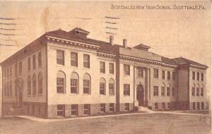 Scottdale Pennsylvania New High School Street View Antique Postcard K81122